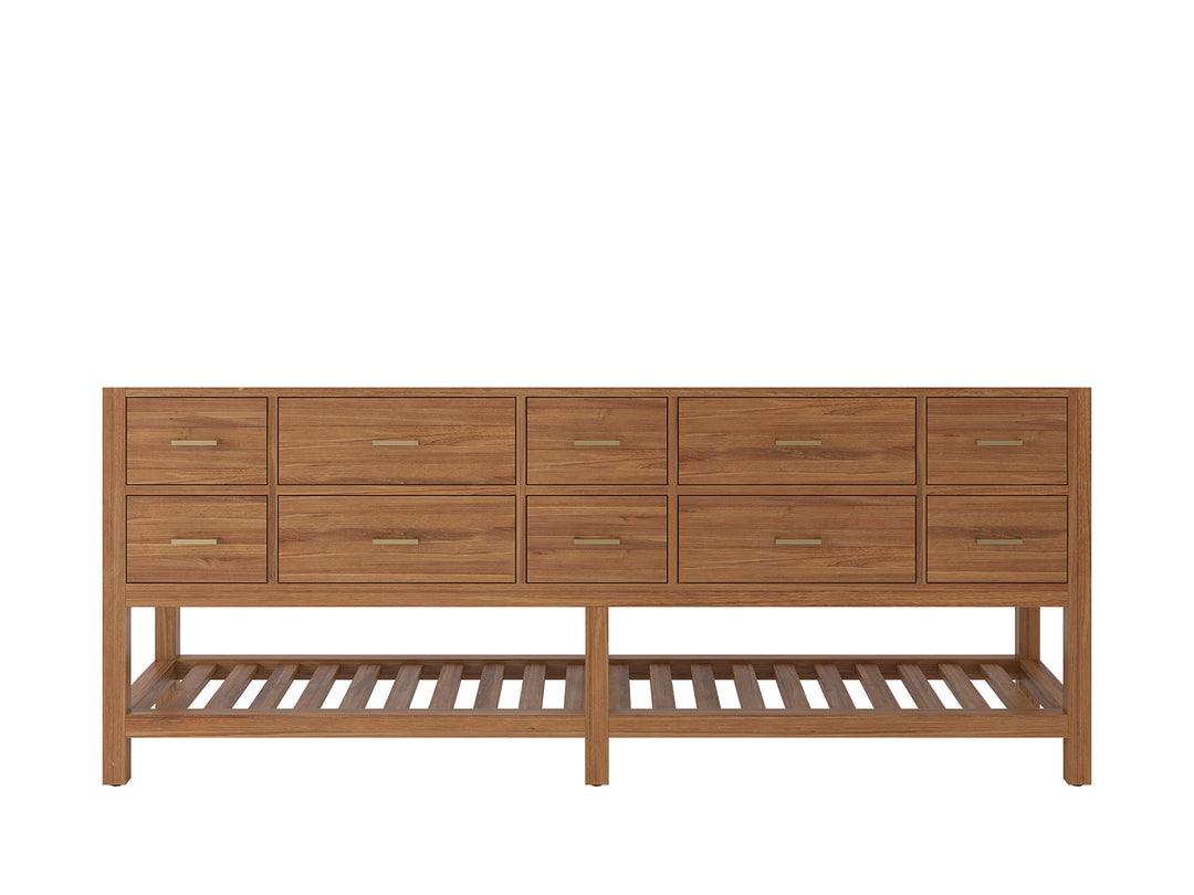 Parker Teak 84 in. W x 22 in. D Double Sink Bathroom Vanity in  Golden - Cabinet only