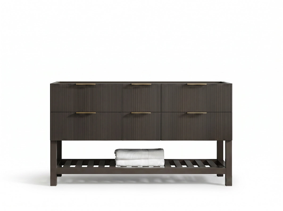 Catalina 60 in W x 22 in D Free Standing Reeded Double Sink Bathroom Vanity