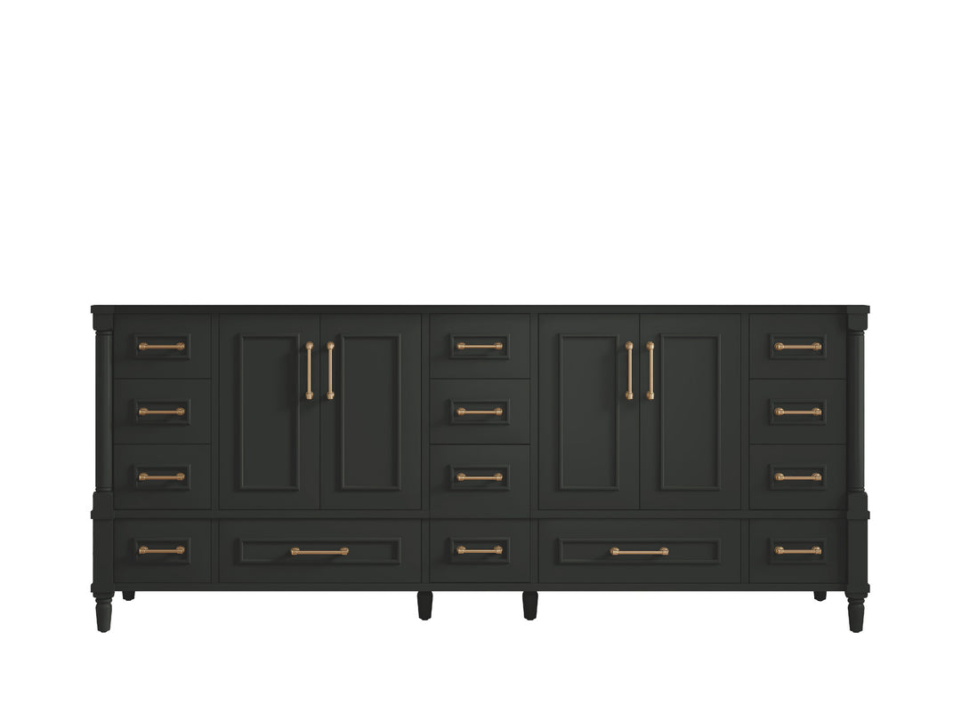 Aberdeen 80 in. W x 22 in. D Double Sink Bathroom Vanity in Black Top with countertop - Cabinet Only