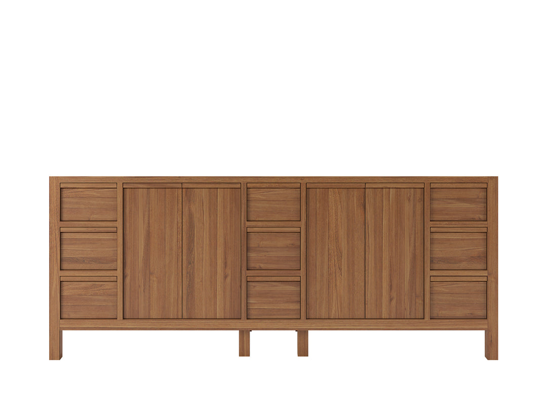 Elizabeth Teak 84 in. W x 22 in. D Double Sink Bathroom Vanity in Dark Natural with Countertop - Cabinet Only