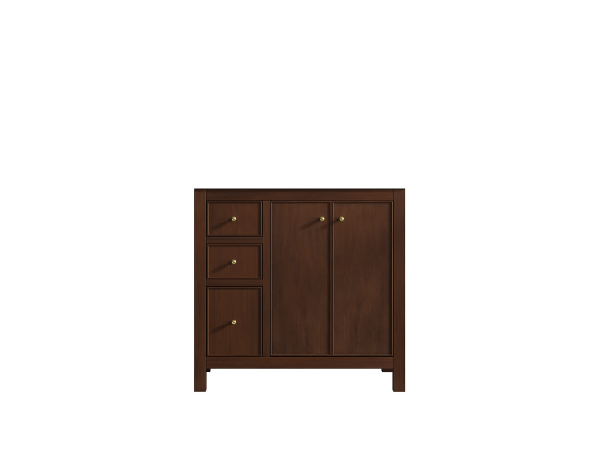 Chicago Teak 36 in. W x 22 in. D Right Offset Sink Bathroom Vanity