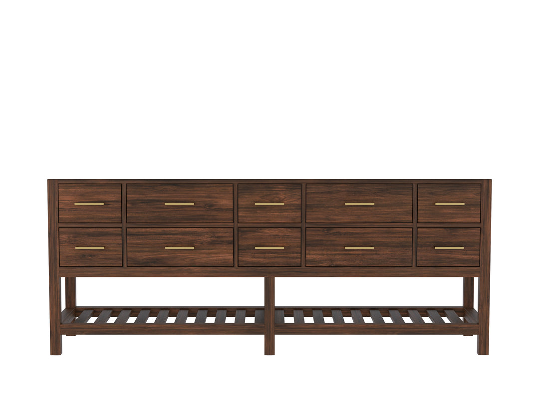 Parker Teak 84 in. W x 22 in. D Double Sink Bathroom Vanity in Dark Walnut- Cabinet only