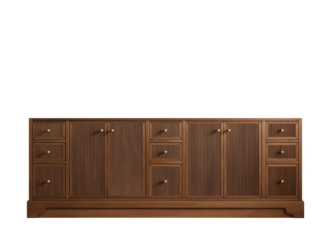 Manhattan Teak 84 in W x 22 in D Free Standing Reeded Double Sink Bathroom Vanity