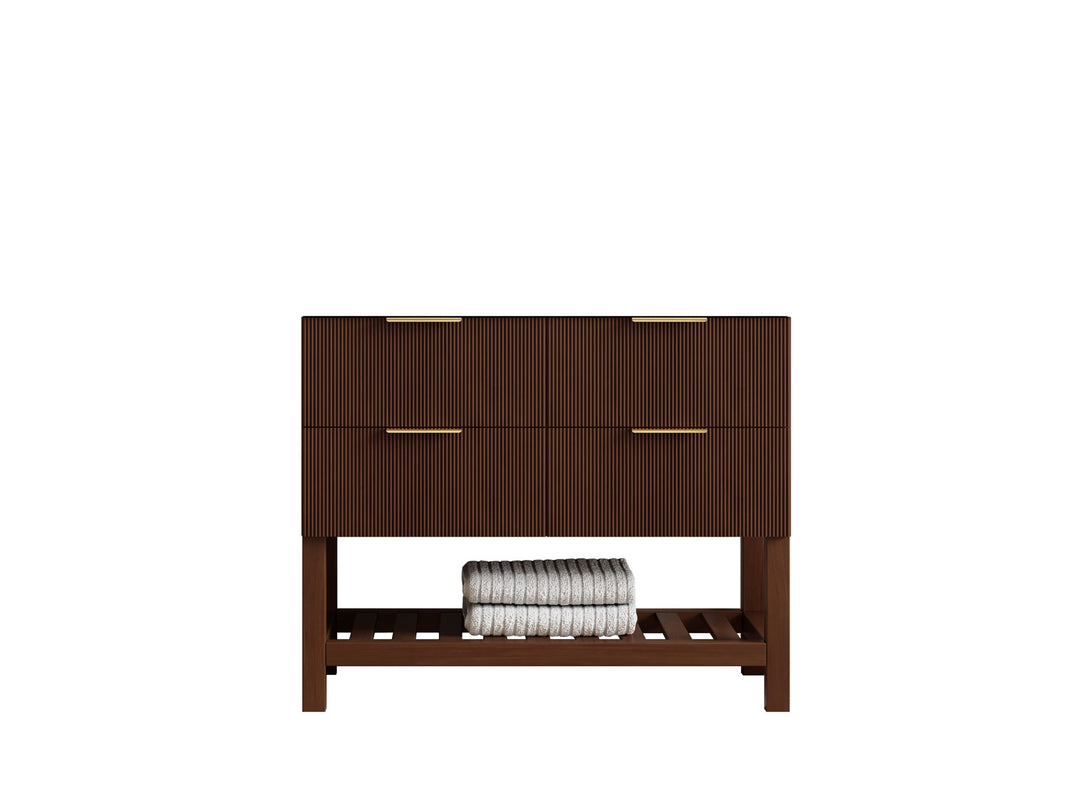 Catalina Teak 42 in W x 22 in D Free Standing Reeded Single Sink Bathroom Vanity