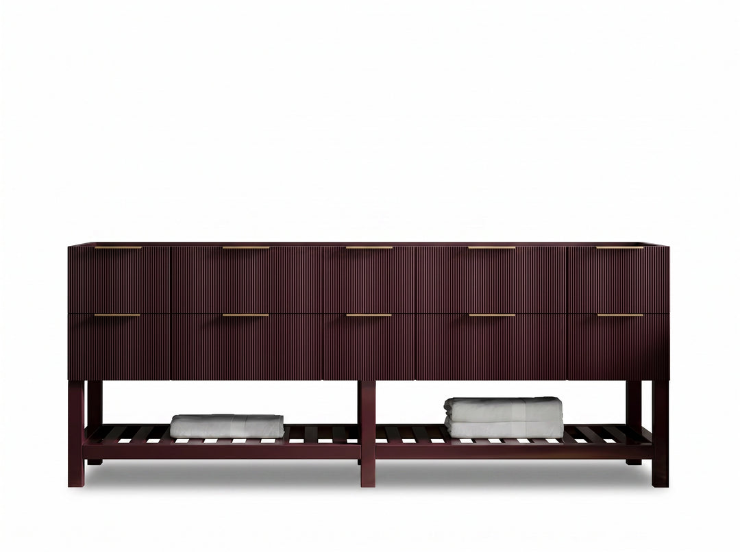 Catalina 84 in W x 22 in D Free Standing Reeded Double Sink Bathroom Vanity | 
              
                Burgundy
                
                  
             - CAT_BGD_WHQZ_84 - photo №3