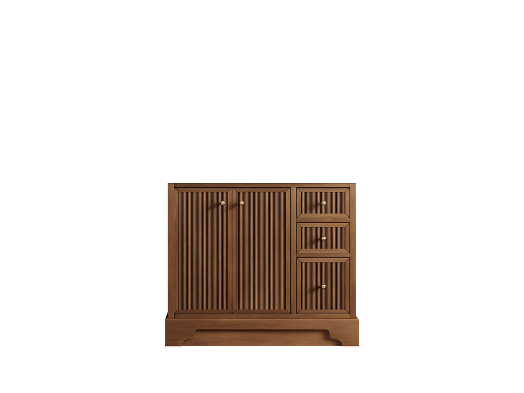 Manhattan Teak Wood 36 in. W x 22 in. D Left Offset Sink Bathroom Vanity