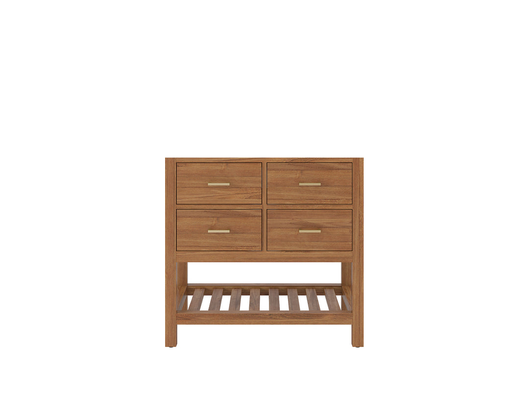 Parker Teak  36 in. W x 22 in. D Center Sink Bathroom Vanity in Golden - Cabinet only