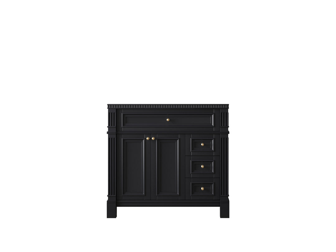 Paris 36 in. W x 22 in. D Left Offset Sink Bathroom Vanity in  Black - Cabinet only