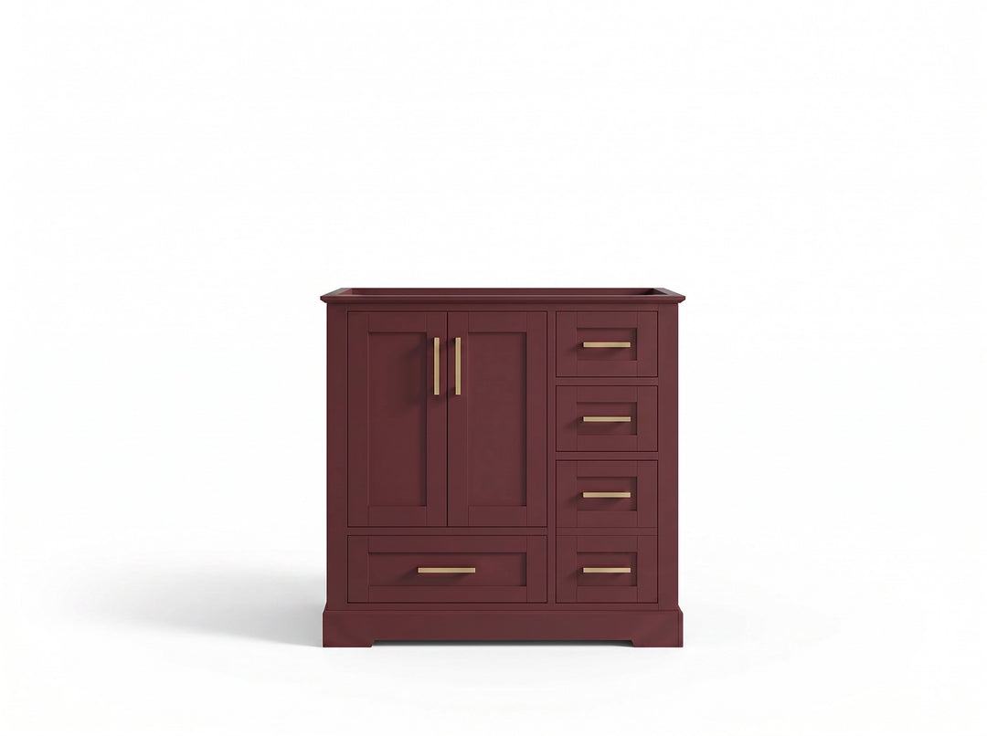 Boston 36 in. W x 22 in. D Center Sink Bathroom Vanity | 
              
                Burgundy
                
                  
             - BST_BGD_WHQZ_36CL - photo №3
