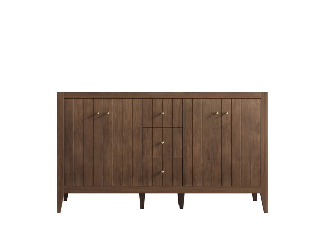 Atlanta Teak Wood 60 in. W x 22 in. D Double Sink Bathroom Vanity