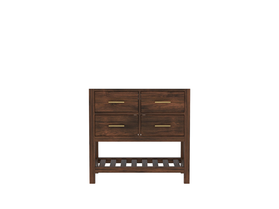 Parker Teak  36 in. W x 22 in. D Center Sink Bathroom Vanity in Dark Walnut - Cabinet only