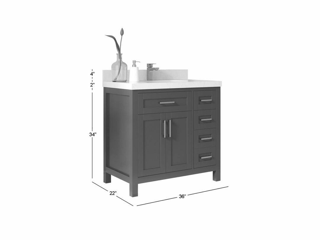 Cambridge 36 in. W x 22 in. D Single Center Sink Bathroom Vanity