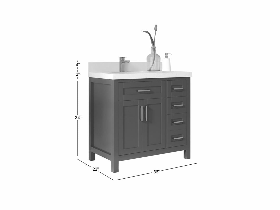 Cambridge 36 in. W x 22 in. D Left Offset Sink Bathroom Vanity