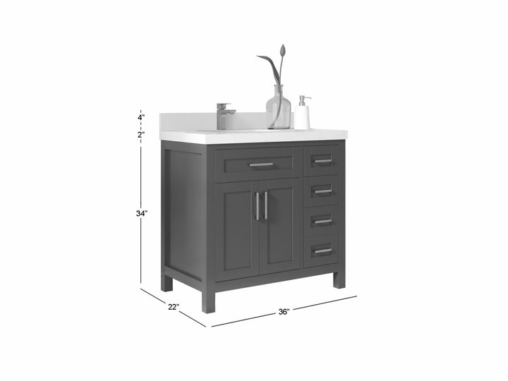 Cambridge 36 in. W x 22 in. D Left Offset Sink Bathroom Vanity - photo 6