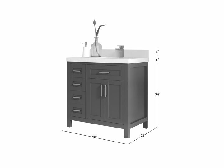 Cambridge 36 in. W x 22 in. D Right Offset Sink Bathroom Vanity - photo 5
