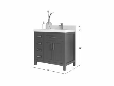 Cambridge 36 in. W x 22 in. D Right Offset Sink Bathroom Vanity