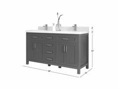 Cambridge 60 in. W x 22 in. D Double Sink Bathroom Vanity - photo 3