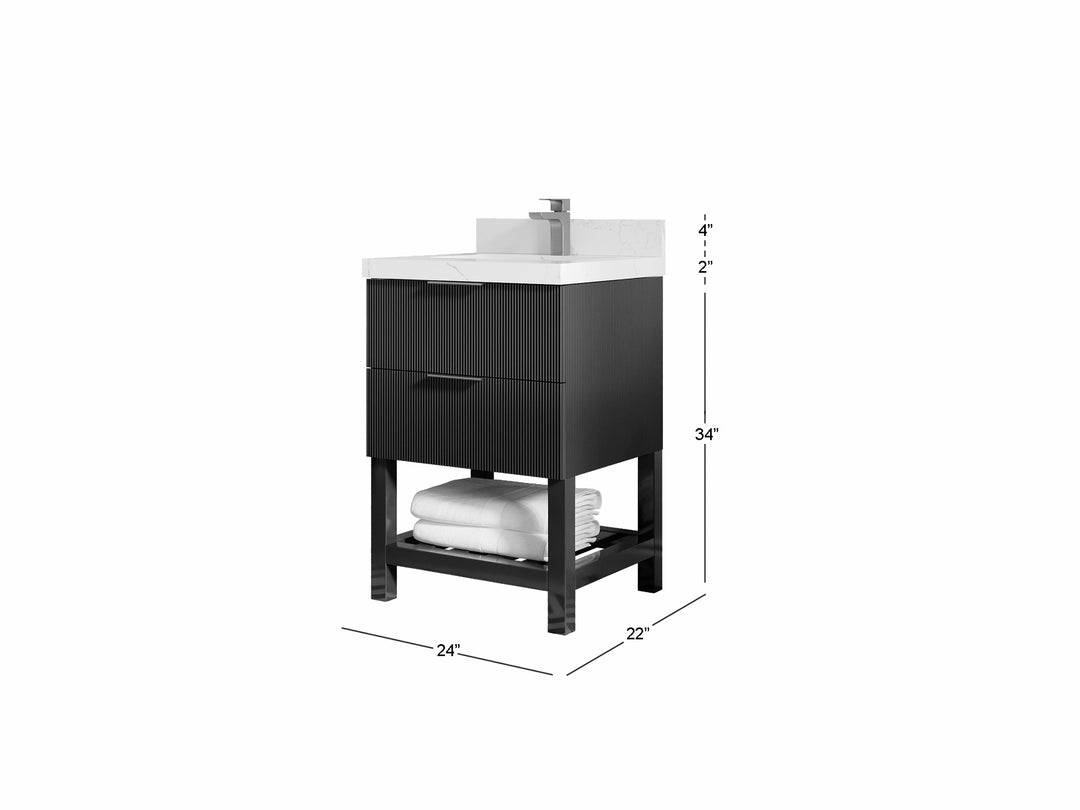 Catalina 24 in. W x 22 in. D Single Sink Bathroom Vanity in Pewter Green with Countertop - Dimensions