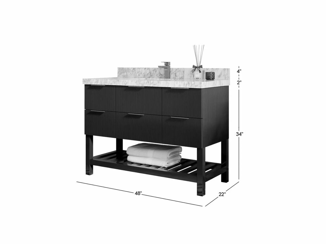 Catalina 48 in. W x 22 in. D Single Sink Bathroom Vanity in Pewter Green with Countertop - Dimensions