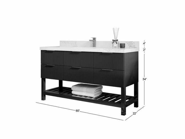 Catalina 60 in W x 22 in D Free Standing Reeded Single Sink Bathroom Vanity - photo 5