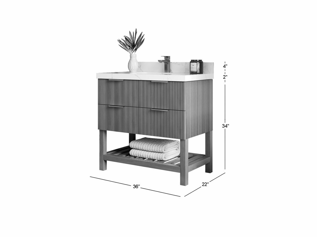 Catalina Teak 36 in. W x 22 in. D Center Sink Bathroom Vanity