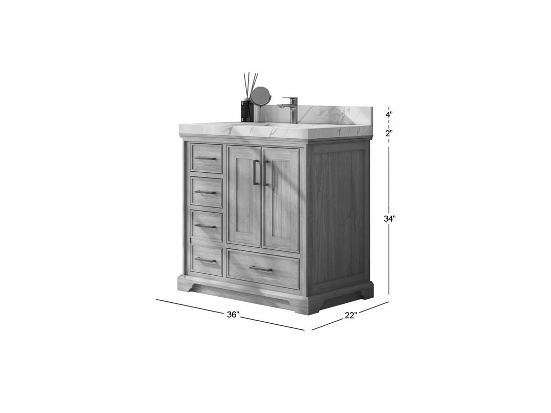 Charlotte Teak Wood 36 in. W x 22 in. D Center Sink Bathroom Vanity