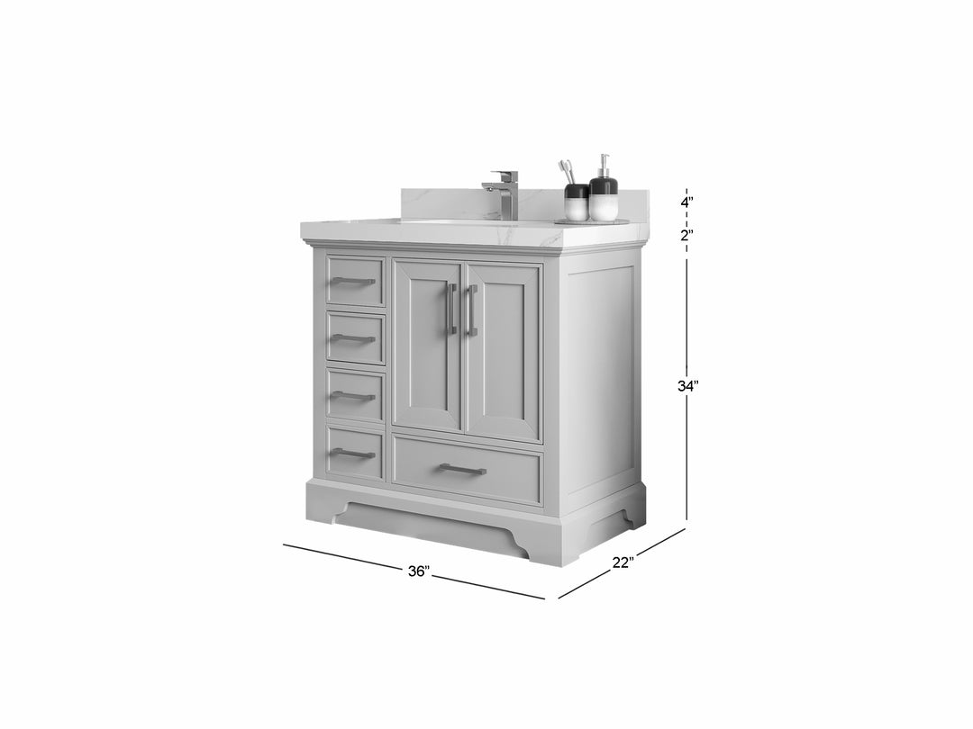 Charlotte 36" W x 22" D Center Sink Vanity for Elegant Bathroom Spaces