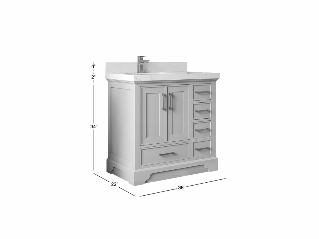 Charlotte 36 in. W x 22 in. D Left Offset Sink Bathroom Vanity