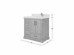 Charlotte 36 in. W x 22 in. D Right Offset Sink Bathroom Teak Wood Vanity - photo 1