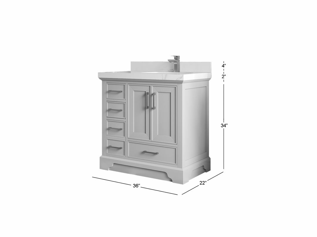 Charlotte 36 in. W x 22 in. D Right Offset Sink Bathroom Vanity