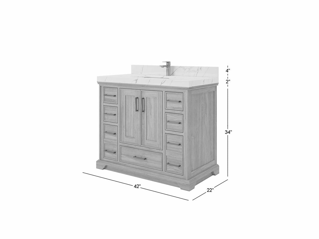 Charlotte 42 in. W x 22 in. D Single Sink Bathroom Teak Wood Vanity
