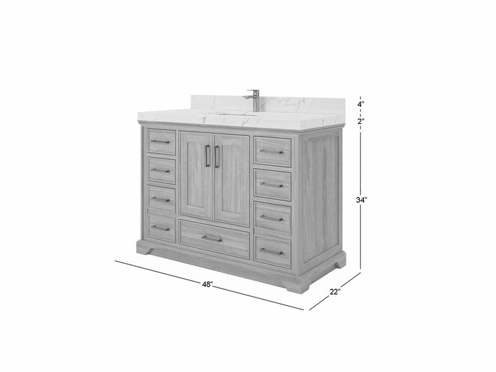Charlotte 48 in. W x 22 in. D Single Sink Bathroom Teak Wood Vanity - photo 5