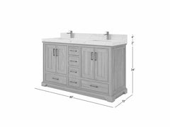 Charlotte 60 in. W x 22 in. D Double Sink Bathroom Teak Wood Vanity - photo 2