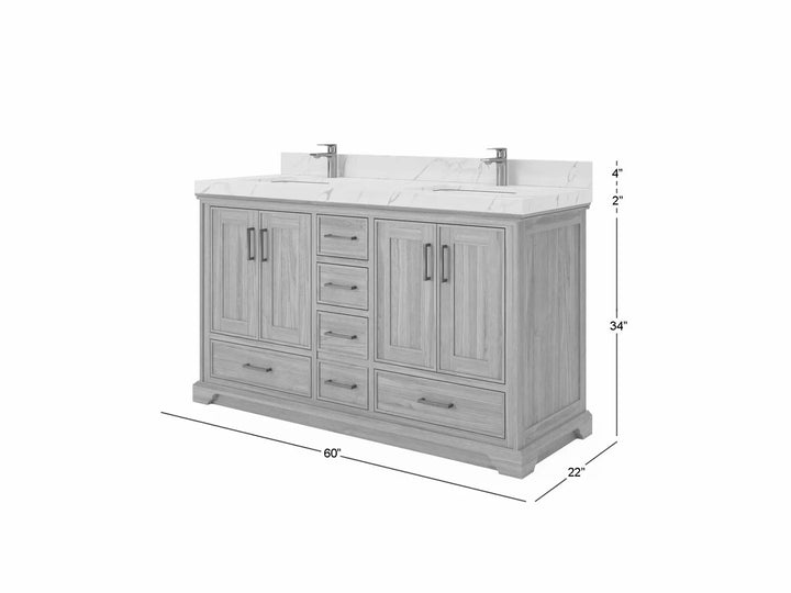 Charlotte 60 in. W x 22 in. D Double Sink Bathroom Teak Wood Vanity - photo 2