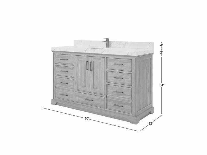 Charlotte 60 in. W x 22 in. D Single Sink Bathroom Teak Wood Vanity - photo 5