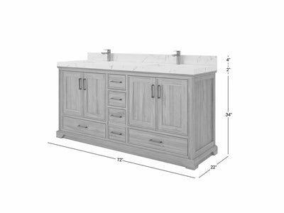 Charlotte Teak Wood 72 in. W x 22 in. D Double Sink Bathroom Vanity