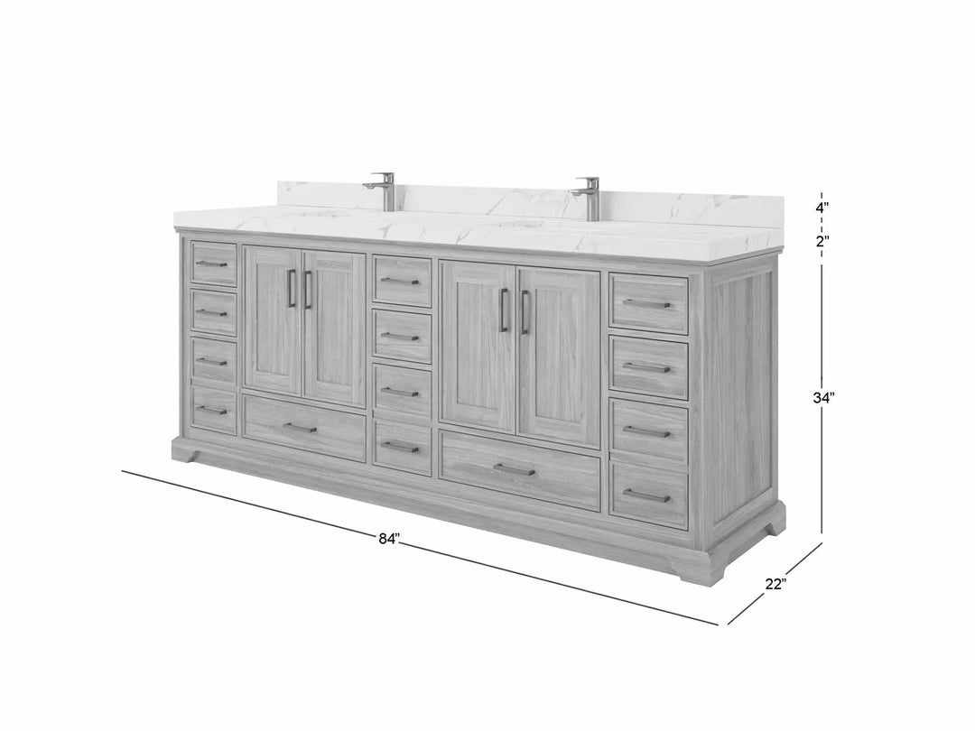 Charlotte 84 in. W x 22 in. D Double Sink Bathroom Teak Wood Vanity
