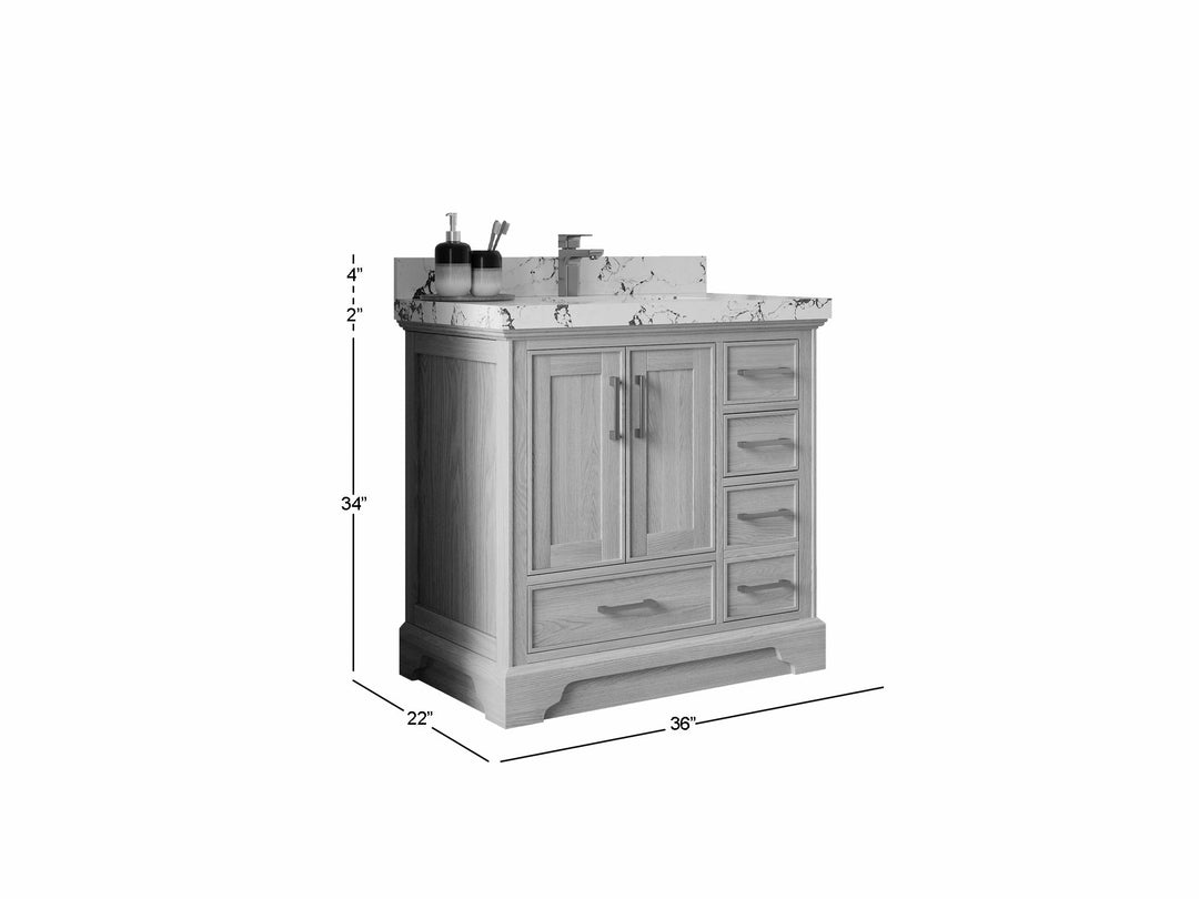 Charlotte White Oak 36 in. W x 22 in. D Center Sink Bathroom Vanity