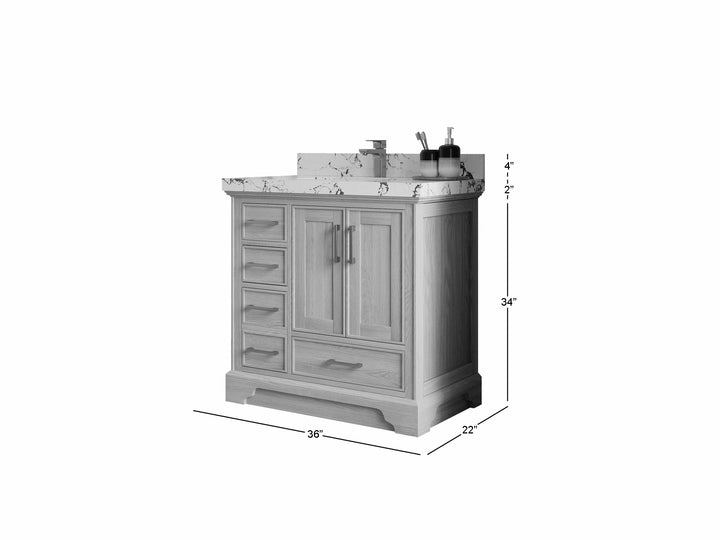 Charlotte White Oak 36" W x 22" D Center Sink Vanity for Sophisticated Bathrooms - photo 5