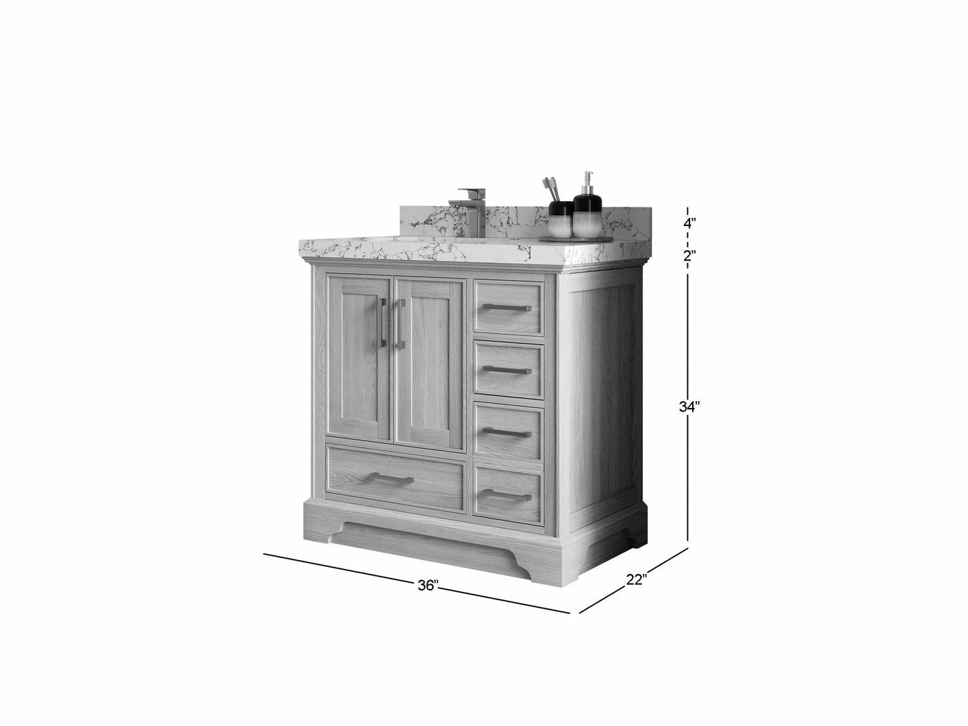 Charlotte White Oak 36 in. W x 22 in. D Left Offset Sink Bathroom Vanity