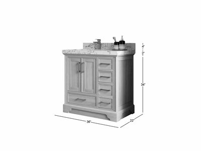Charlotte White Oak 36 in. W x 22 in. D Left Offset Sink Bathroom Vanity