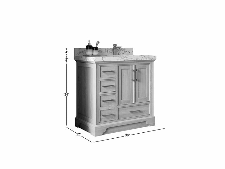 Charlotte White Oak 36 in. W x 22 in. D Right Offset Sink Bathroom Vanity - photo 4