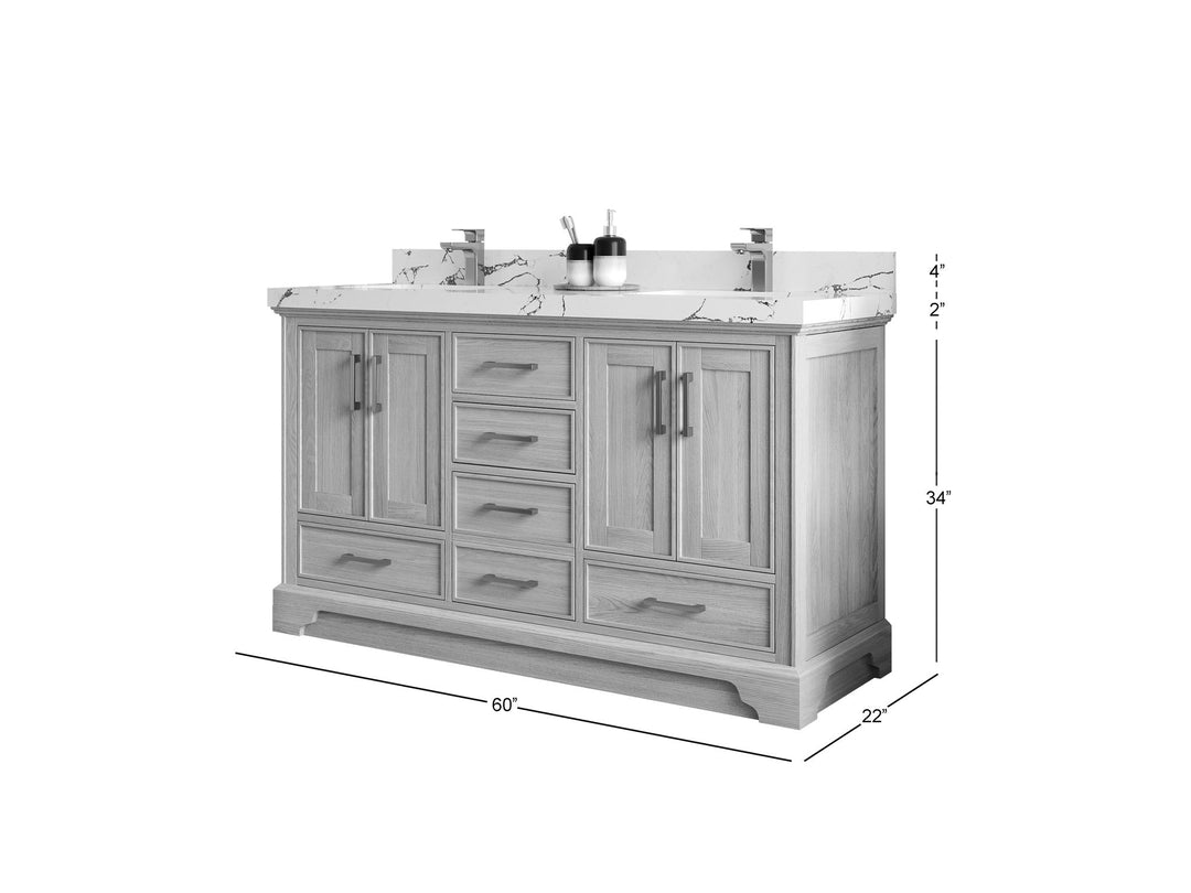 Charlotte White Oak 60 in. W x 22 in. D Double Sink Bathroom Vanity