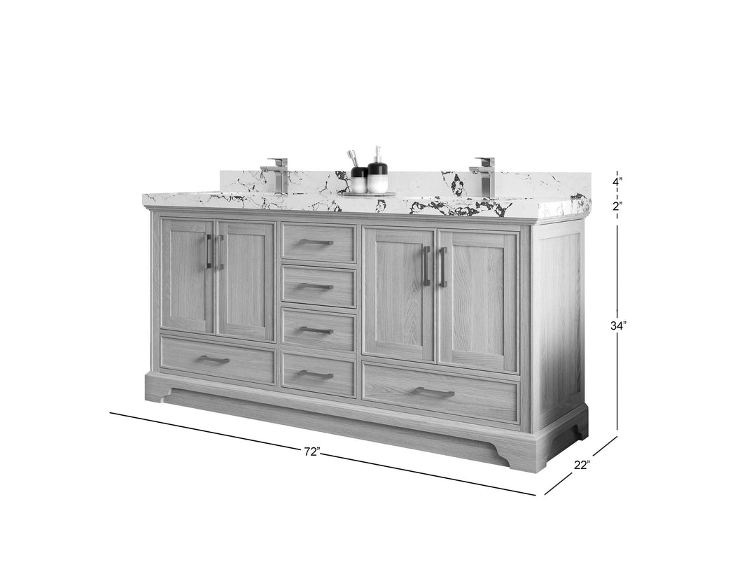 Charlotte White Oak 72 in. W x 22 in. D Double Sink Bathroom Vanity