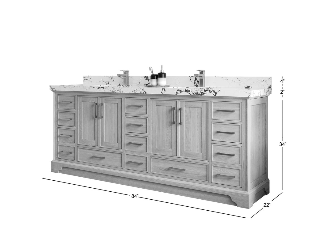 Charlotte White Oak 84 in. W x 22 in. D Double Sink Bathroom Vanity