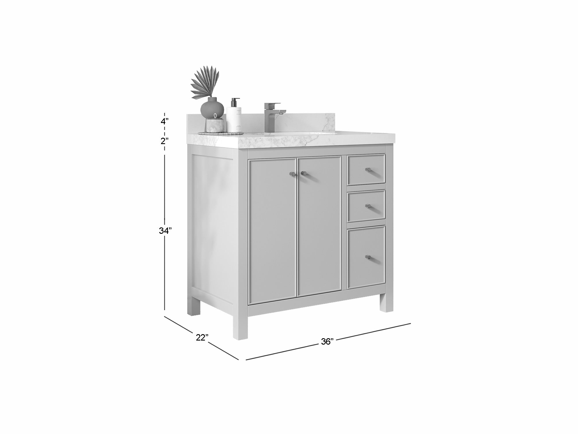 Chicago 36 in. W x 22 in. D Center Sink Bathroom Vanity