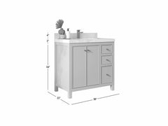 Chicago 36 in. W x 22 in. D Center Sink Bathroom Vanity - photo 5