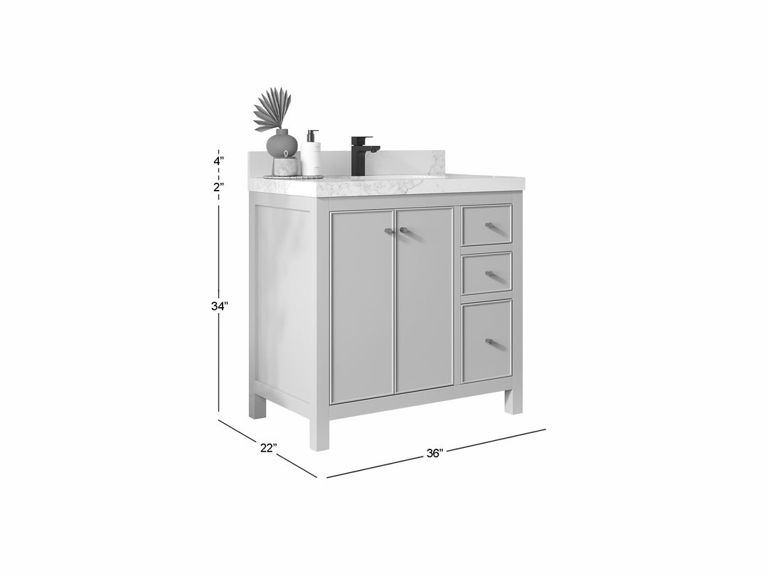 Chicago 36 in. W x 22 in. D Center Sink Bathroom Vanity