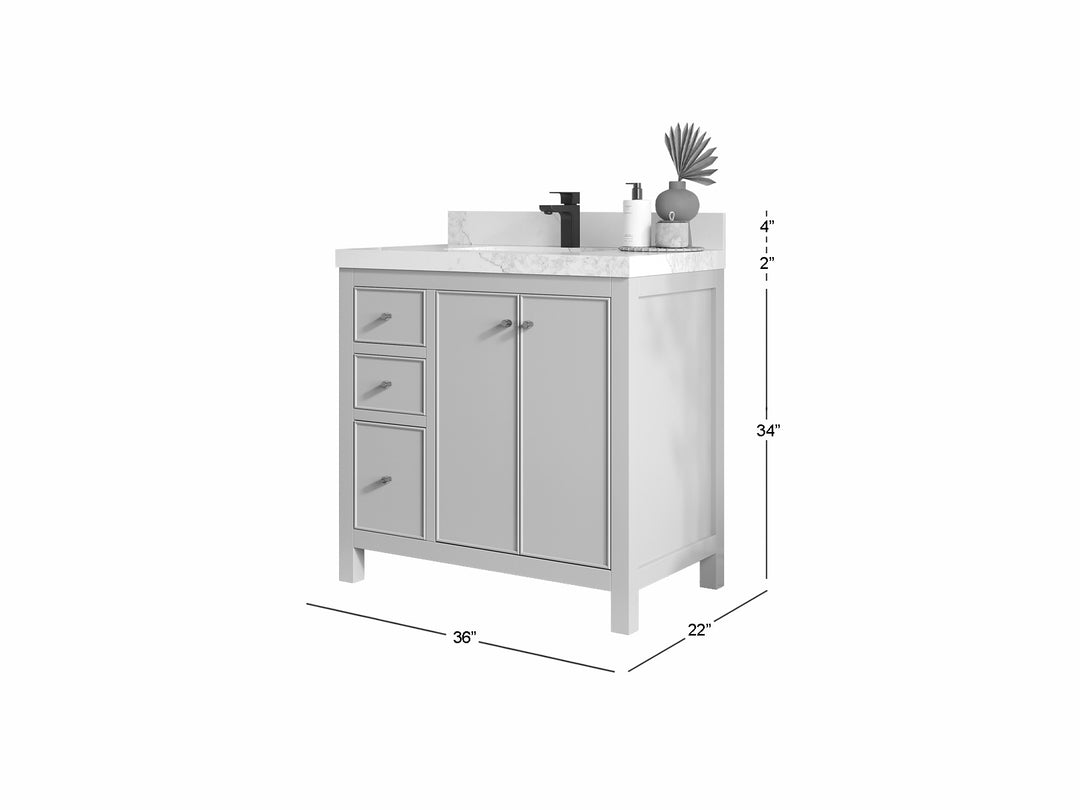 Chicago 36 in. W x 22 in. D Center Sink Bathroom Vanity