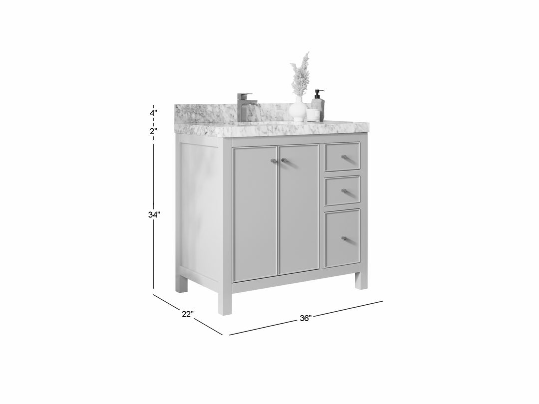 Chicago 36 in. W x 22 in. D Left Offset Sink Bathroom Vanity